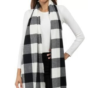 Jenni White Block Plaid Scarf NWT